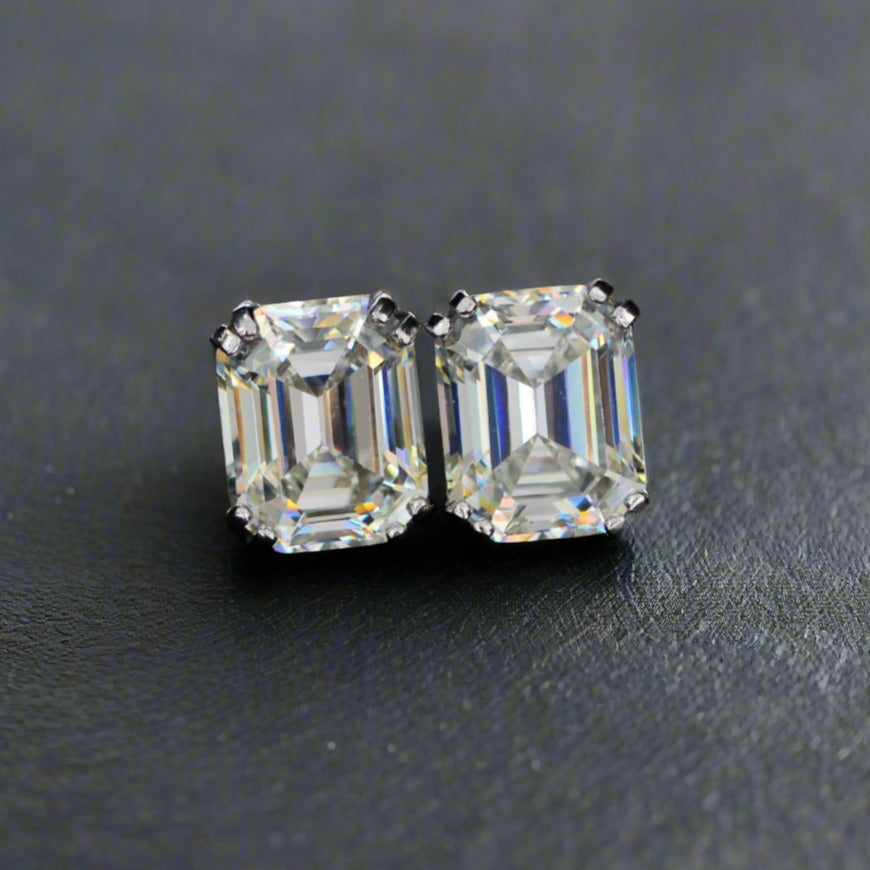 4ct Emerald Cut Earrings