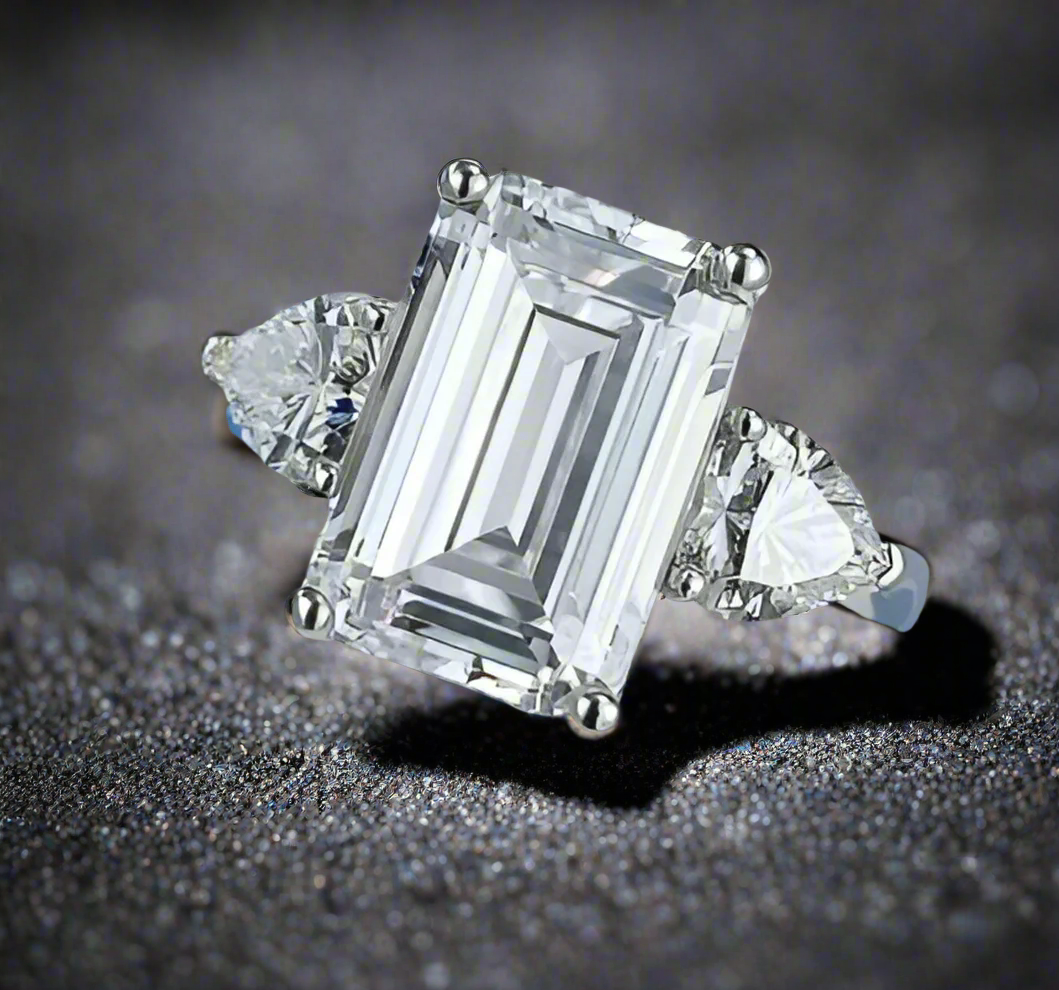 4.5ct Emerald Cut Trio, Enlacée par l’Amour™